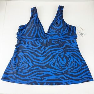 Raisins Curve Kenya Tanzania Tankini Bikini Top Womens Size 22W Navy Blue NWT